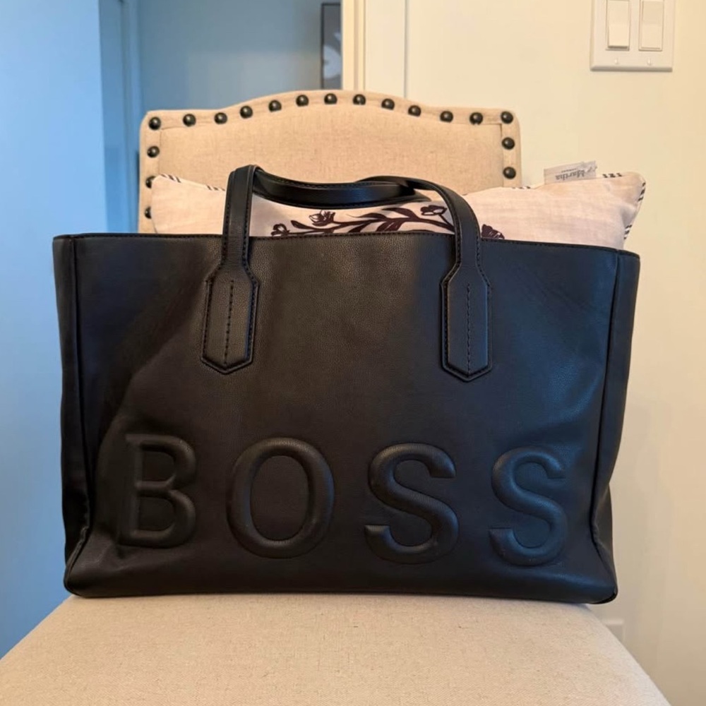 Boss Black Embossed Leather Handbag